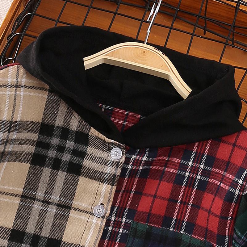 Spring New Children's Shirt Jacket 7-12 Long Sleeve Color Blocking Unisex Children's Top