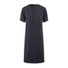 Women's Cotton And Linen Round Neck Short Sleeve Color Stitching Dress