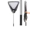 Telescopic Triangle Folding Fishing Net with Stainless Steel Handle - Black