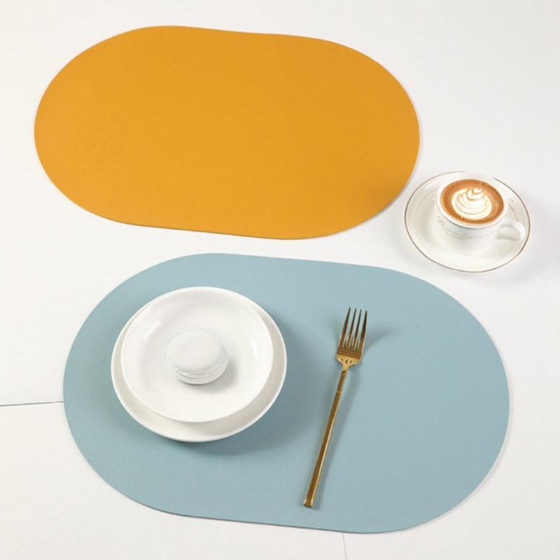 Solid Color Leather Placemat Heat High Temperature Resistance Household Dining Table Insulation Pad Waterproof Anti Slip Mat