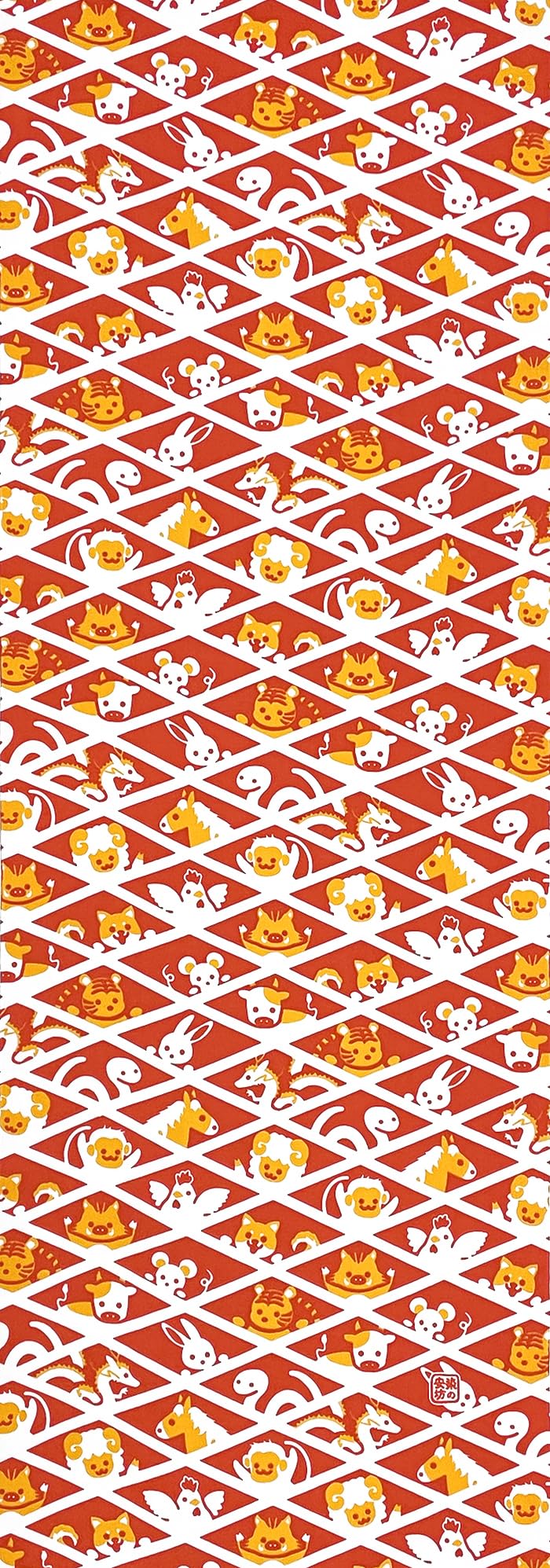 

Dyeing Anbo Hand Towel Zodiac Collection in Authentic Dyed Cotton Made in 35cm x 100cm The Vermilion 100% Tokuoka, Japan, киноварь