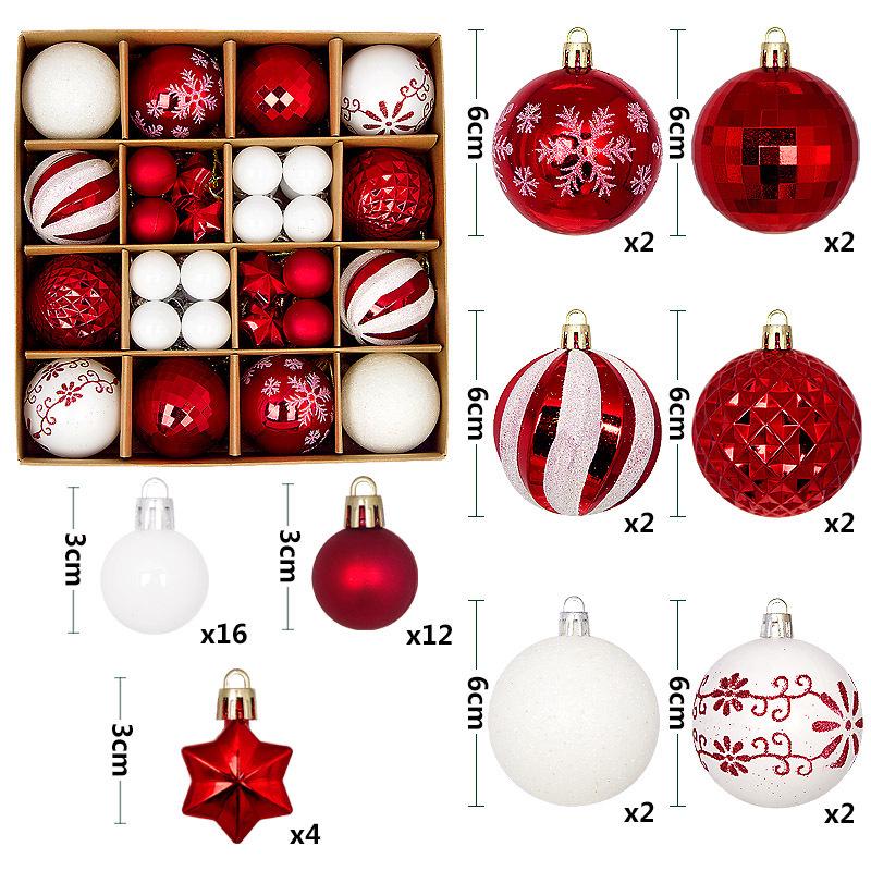 42-teiliges Weihnachtsbaumschmuck-Set: Handbemalte Kugeln (3cm/6cm) zur Baumdekoration & Geschenke