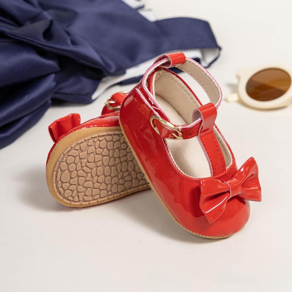 2024 Classic Style Patent Leather Baby Princess Bow Shoes Toddler Shoes