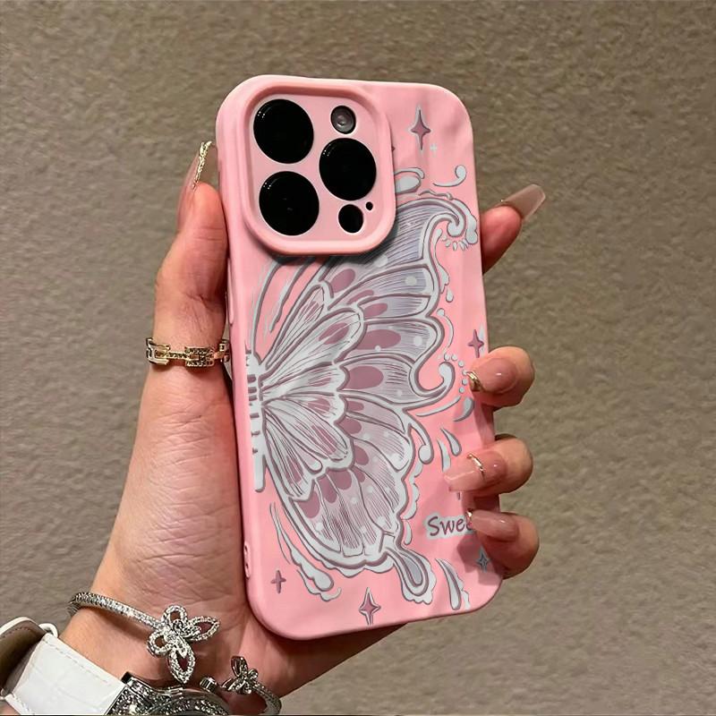 Surface Wrinkles and Unevenness Phone Shell Butterfly Wing Printed Protective Matte TPU Cover Soft Silicone Case