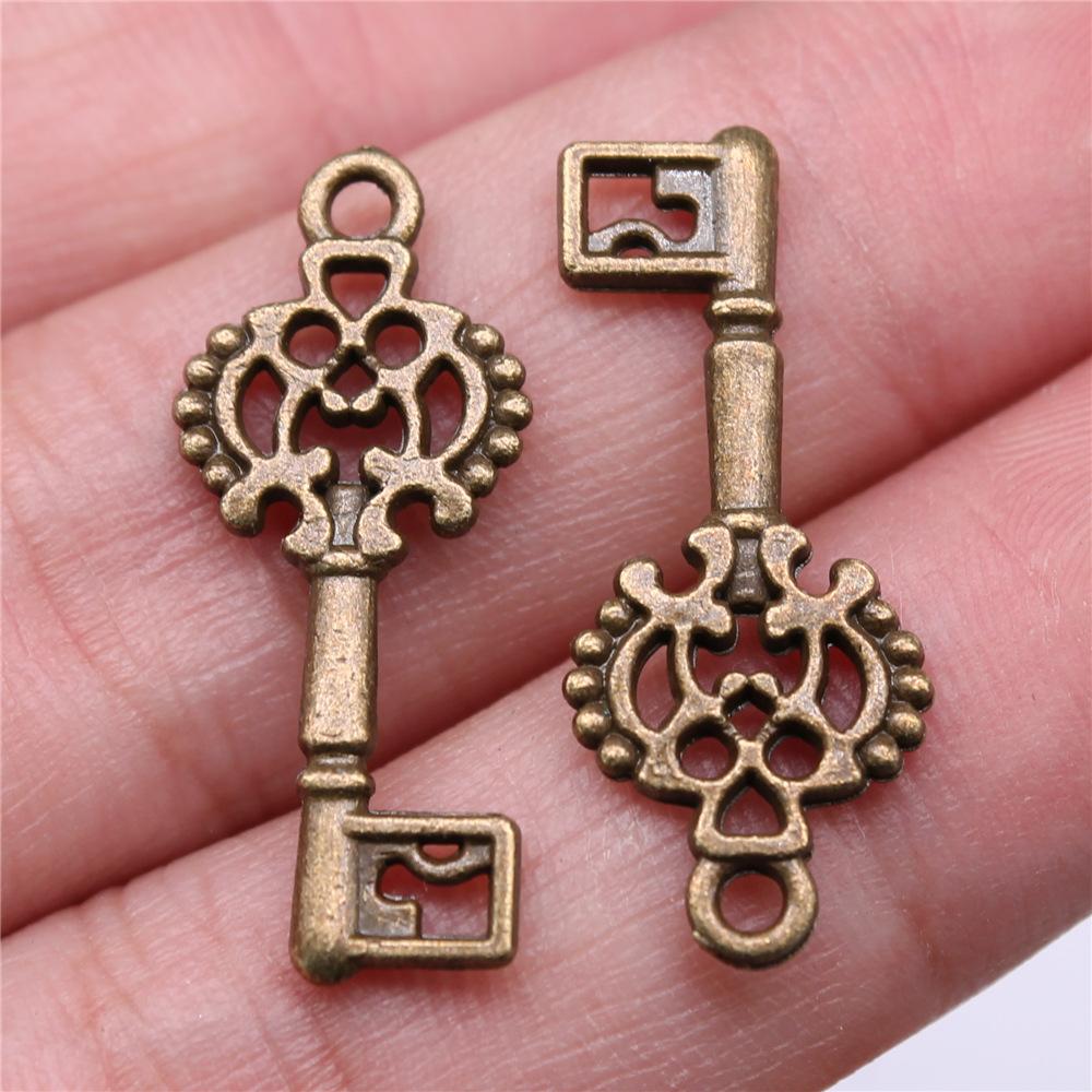 10pcs Antique Bronze Silver Color Pendants DIY Crafts Making Findings Handmade Tibetan Jewelry Key Charms For Jewelry Making