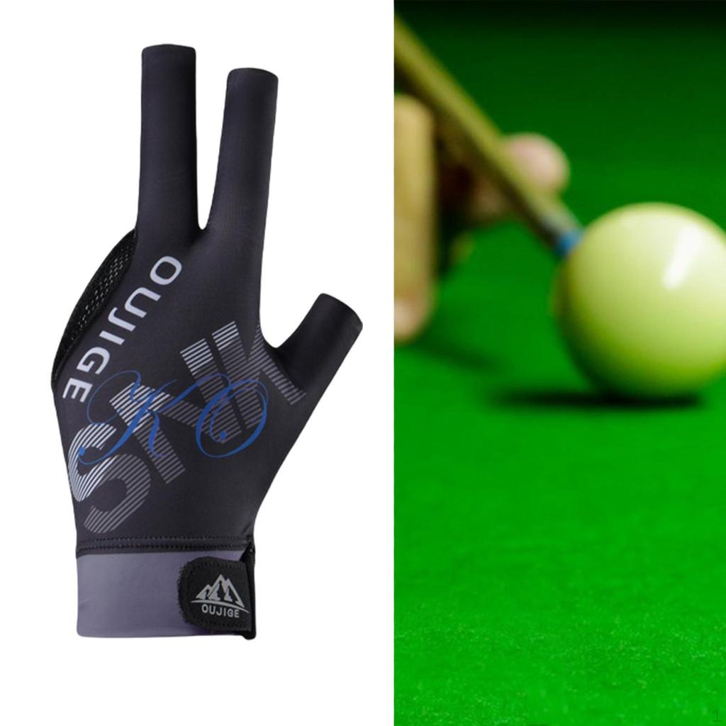 3 Finger Billiard Glove Pool Cue for Women Men Non Slip Left Hand Lightweight Snooker