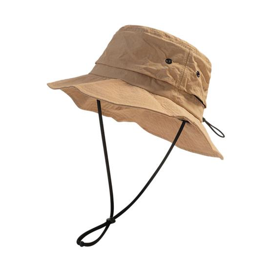 Bucket Hat Foldable Quick-Dry Breathable Mesh Fisherman Hat with Wide Brim Adjustable Windproof Rope Sun Protection Hat