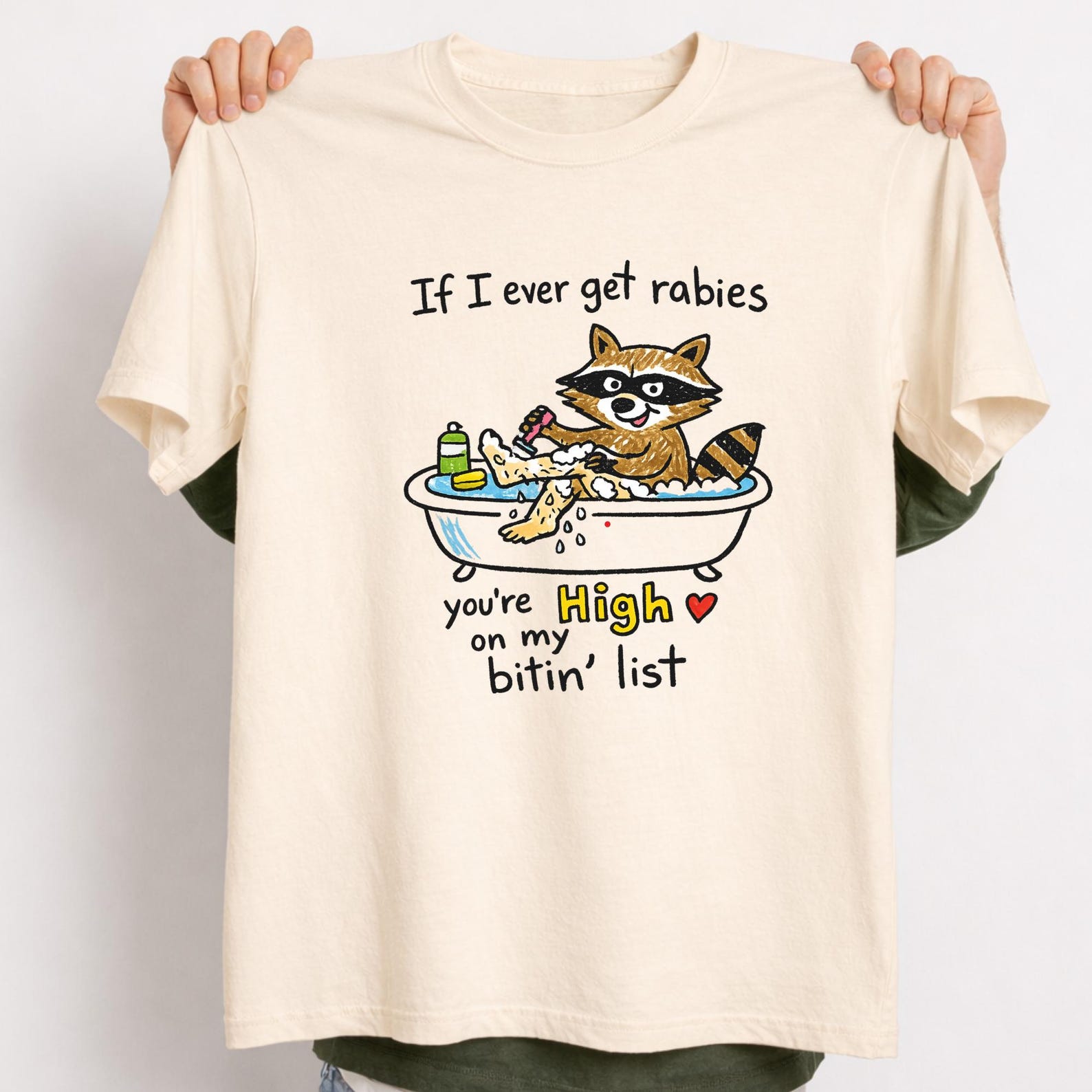 Funny Raccoon Shaving Legs T-Shirt, Ironic Animal Humor S