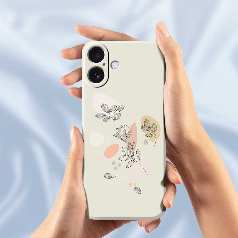 For iPhone 17 Case Sketch Leaves Pattern Printing Straight Edge TPU Phone Back Cover