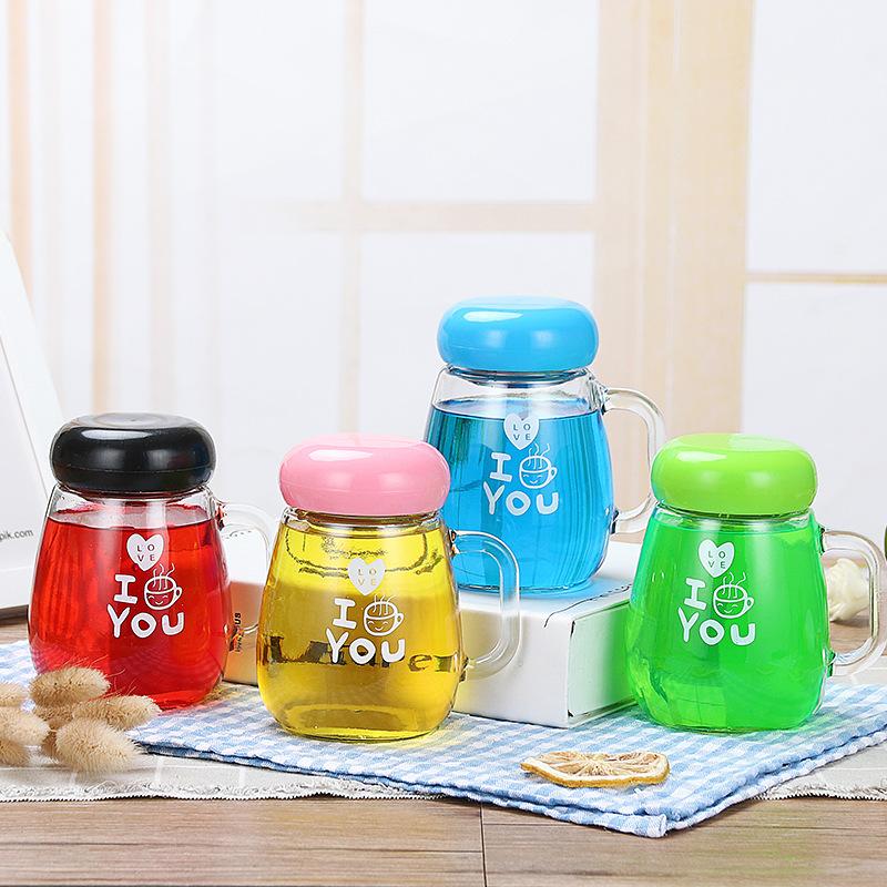 Creative Glass Flower Tea Cup Handy Cup Penguin Cup Gift Office Advertising Cup Couple Water Cup
