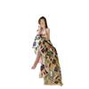 Summer New Sleeveless Collarless High-waisted Printed Painted Women's Large Pendulum Suspender Dress