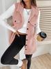 In-Stock Women's Fall/Winter Lapel Button-Up Plush Faux Lambswool Vest Coat - Loose Commuting Style