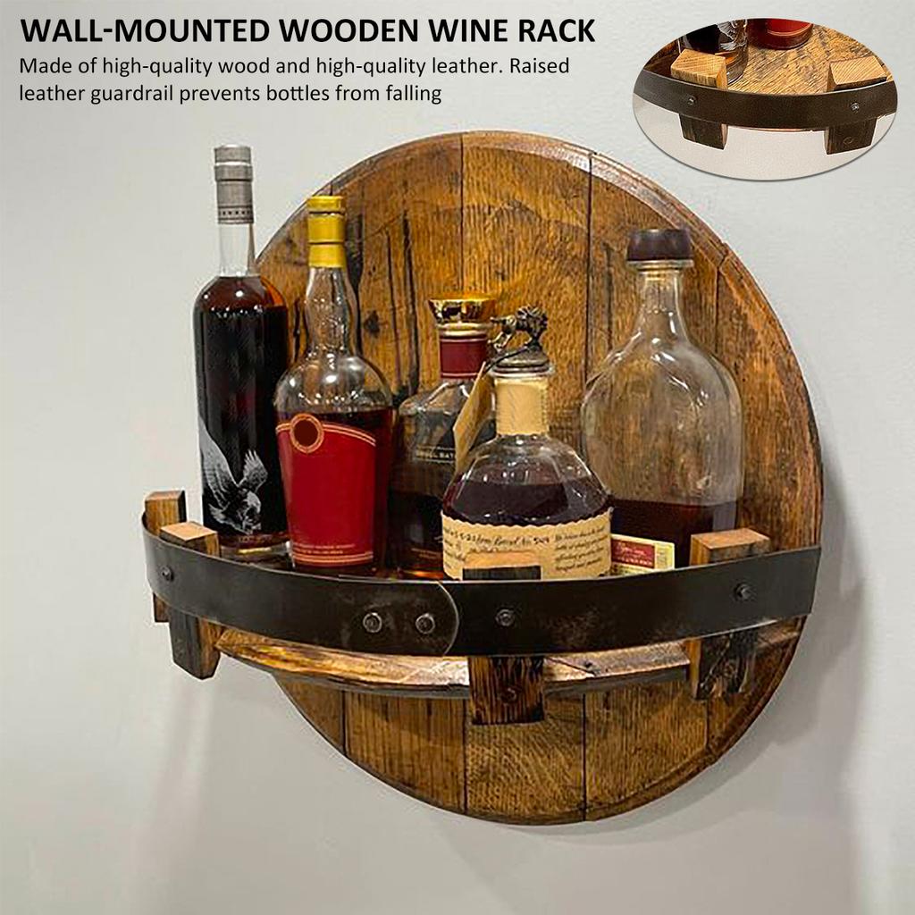 Wooden Wall Mount Wine Bottle Holder Whiskey Bottle Rack Vintage Wall Shelves Wood Display Stand Shelf Home Bar Accessories