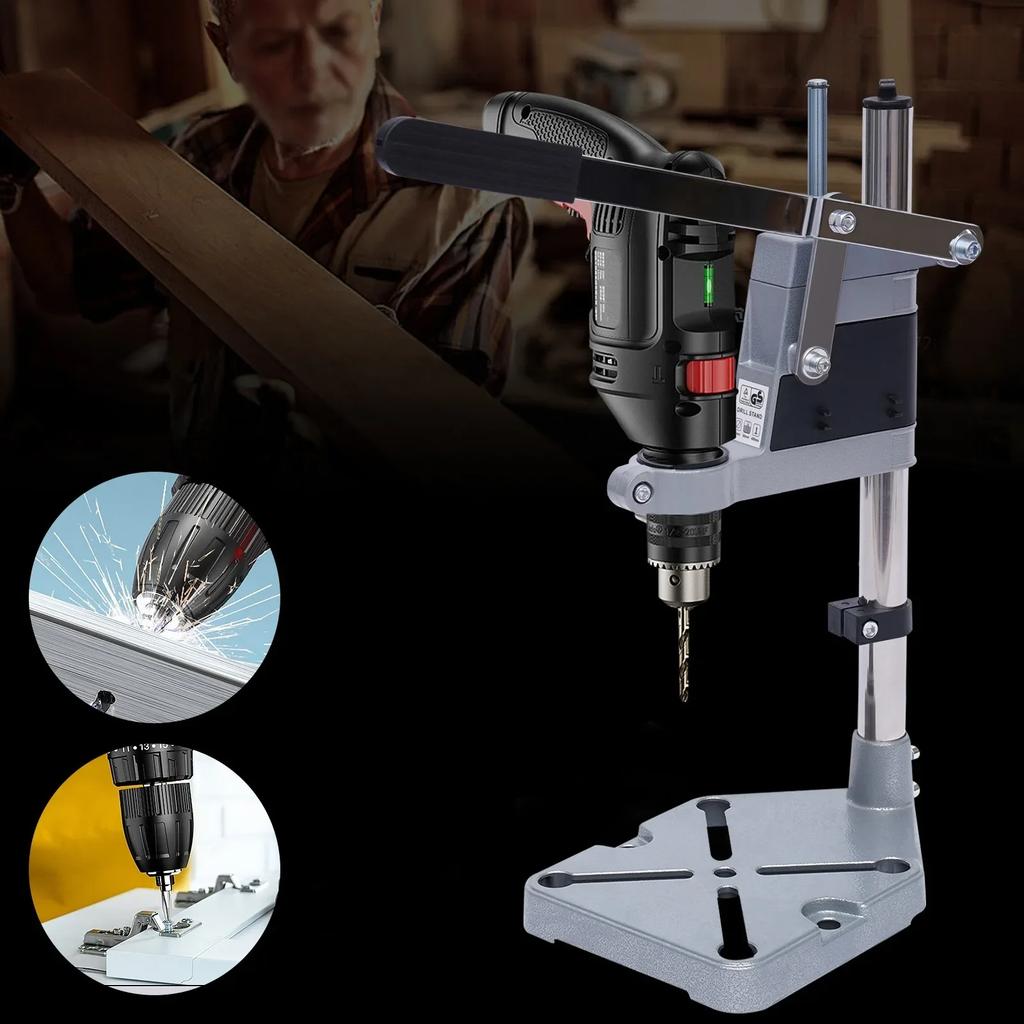 Portable Floor Drill Press Stand for Hand drill,Dual-hole Electric Adjustable Drill Press Stand,Workbench Repair Tool Accessory