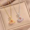 Elegant Versatile Fan-Shaped Necklace & Clavicle Chain Set