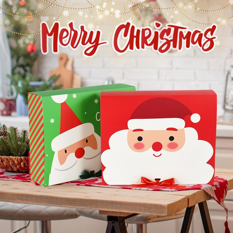 4Pcs Christmas Gift Box Santa Claus Large Cookie Snack Cake Packaging Box Xmas Noel Navidad Kids Gift Home Decor 2025 New Year