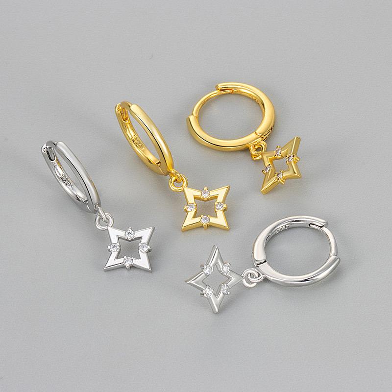 925 Silver Earrings For Women Trendy Heart Star Zircon Earring Jewelry Prevent Allergy Party Accessories Gift