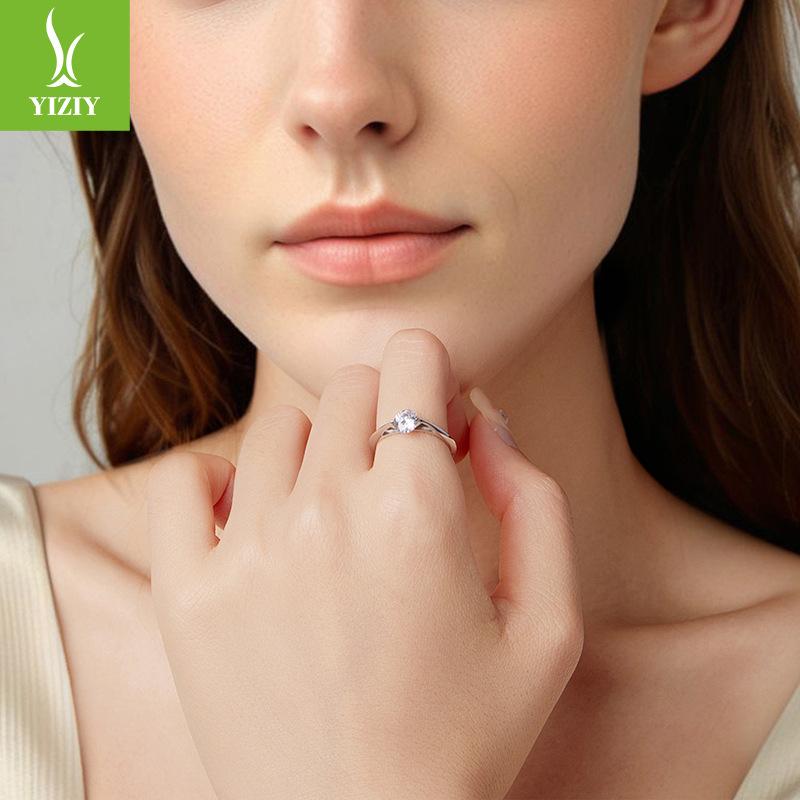 Simple Classic Rotatable Main Stone Ring Wedding Ring Women'S S925 Sterling Silver Marriage Proposal Ring Jewelry