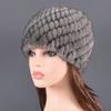 Real Natural Mink Hats for Women Winter Knitting Ear Warm Two-color Match Cap Cross-weave With New Fashion Fur Hat