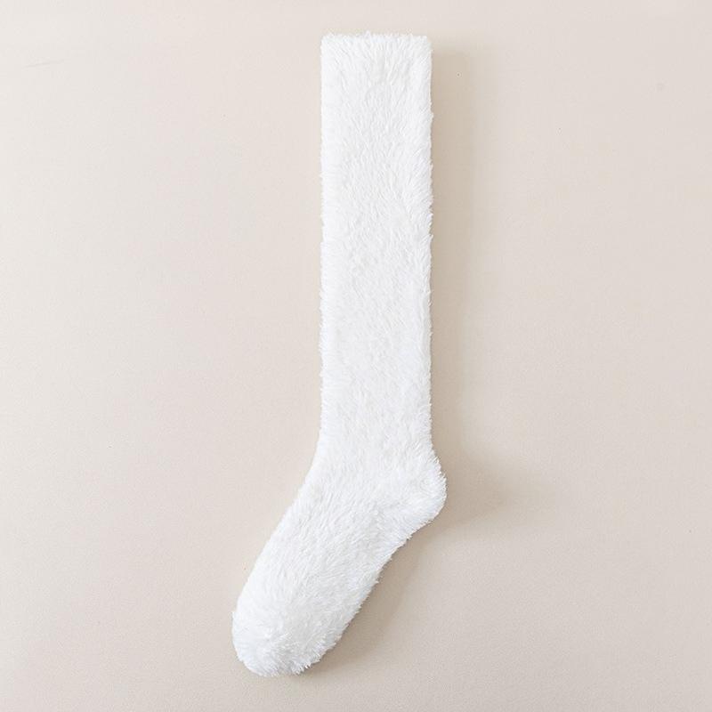 Calzini Lunghi alla Caviglia per Donna per Inverno e Autunno - Calzini in Pile Corallo, Spessi e Caldi, Colore Puro, Senza Perdita di Fibre, Calzini da Notte