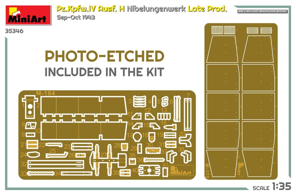 Miniart 1/35 Scale Pz.Kpfw. IV Ausf.H, Nibelungenwerke Late Production, September-October 1943 Plastic Model Kit MA35346