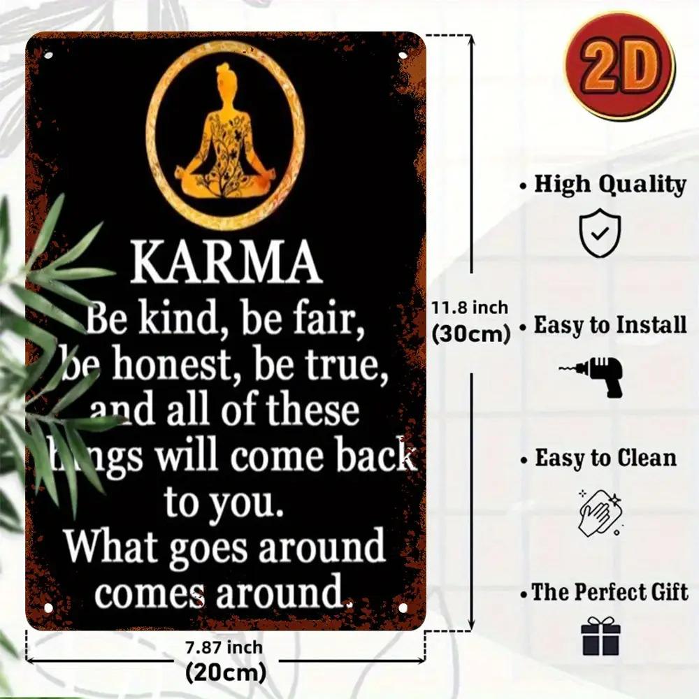 

Karma Buddhist Meditation Symbol Minimalist Black Gold Art Plaque Lightweight Aluminum Sign for Home 20x30cm（7.8x11.8inch）