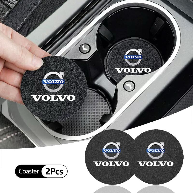 2Pcs Car Water Cup Bottle Holder Anti-slip Mat Pad Suede For Volvo XC60 XC40 V60 V40 XC90 XC70 V50 S60 V70 S90 S80 V90 EX30 EX90