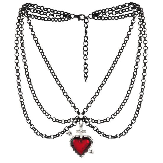 Gotisk Halskjede Kvinner Halloween Halskjede Svart Måne Anheng med Flerlags Metallkjeder Perler Flaggermus Choker Halskjede for Cosplay Kostymefest