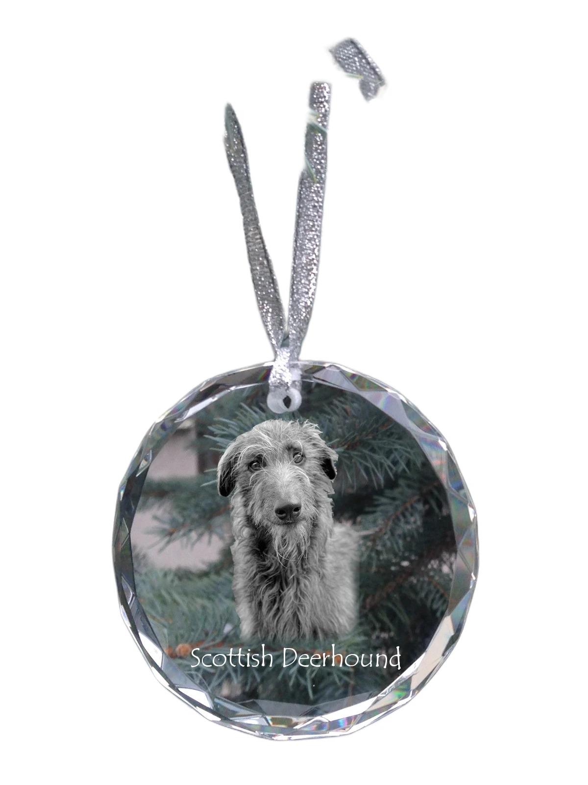 

Deerhound, Scottish Deerhound - crystal bauble with a photo, dog photo in crystal, personalized Christmas tree ornament by Art-Dog brand прозорий