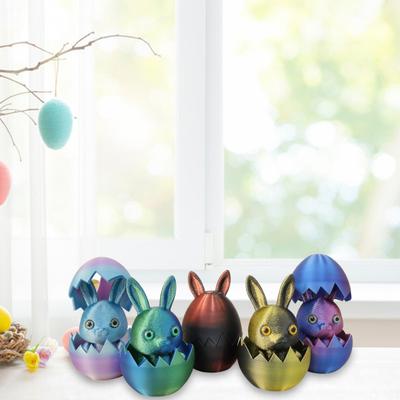 Ornamento a Uovo con Orecchie da Coniglio di Pasqua con Coniglietto Staccabile all'Interno Statuetta a Uovo con Orecchie da Coniglio Stampata in 3D Decorazione per Festa di Pasqua