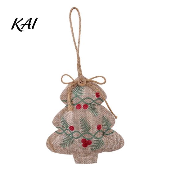 Festive Garland Hanging Supplies Burlap Christmas Ornaments, Rustic Linen Fabric Decoration, Tree Ball Stocking Decorative Ornaments for Star