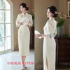 Cheongsam New National Style Girl Young Daily Inverted Big Sleeve Improved Version New Chinese Style Daily Plain Cheongsam