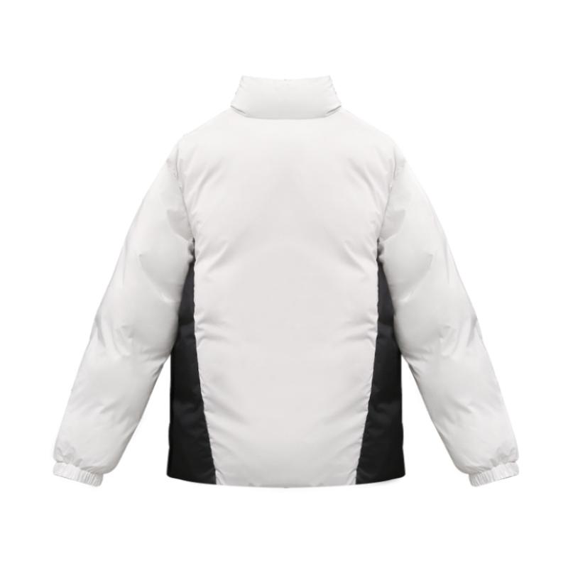 Li Ning Color Block Letter Zipper Stand Collar Comfortable Breathable Versatile Short Cotton Jacket Men Jacket White AJMU219-2