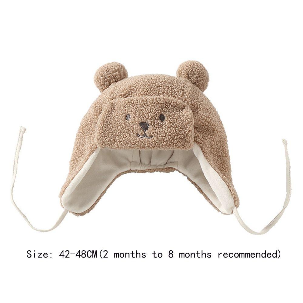 0-8Months Newborn Infant Bonnet with Earflap Toddler Thicken Hats Bear Winter Baby Hat Girls Boys