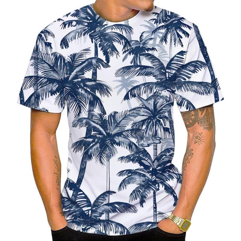 New Resort Style Casual Fashion and Comfort Round Neck Men's 3D Printed T-shirt Top Summer