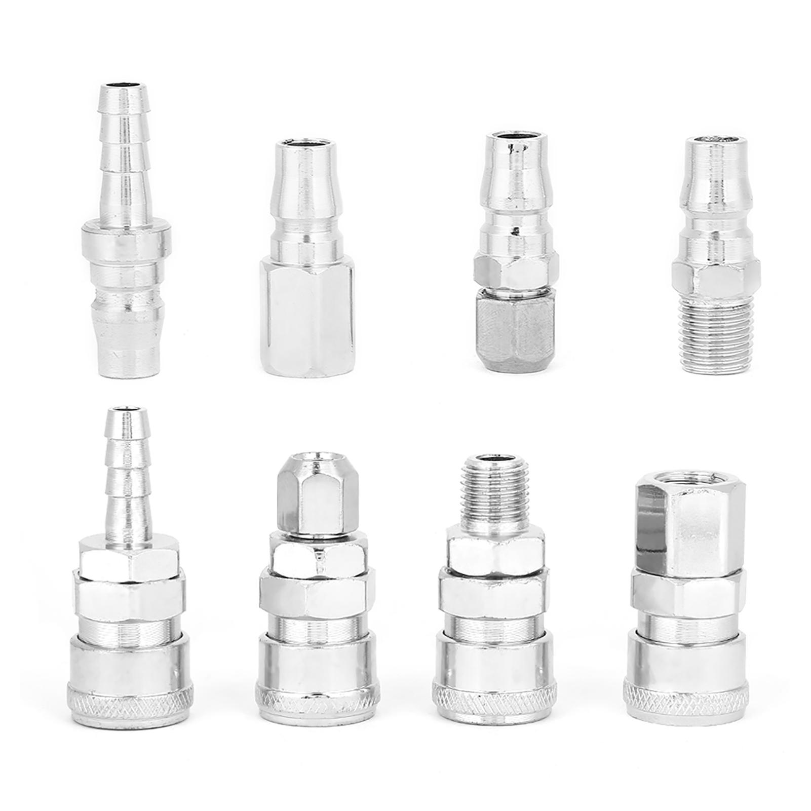 

8Pcs 1 4 Pneumatic Quick Fittings Release Plug Socket Connector Set for Air Compressor Hose