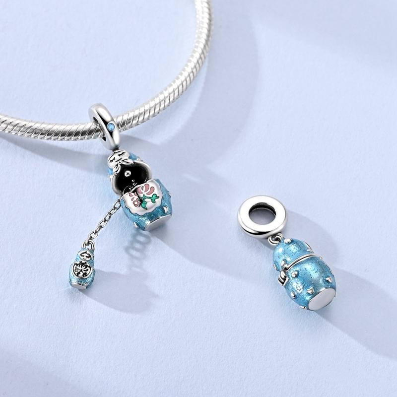 925 Sterling Silver Charms Bead CZ Zircon HeartPolka Dot Nesting Dolls Dangle Fit Original Bracelet DIY Women Jewelry Gift