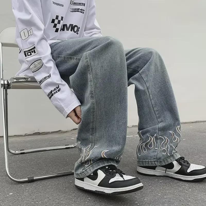 Summer Unisex American Denim: New Design Straight Wide-Leg Jeans by Trendy Brand.