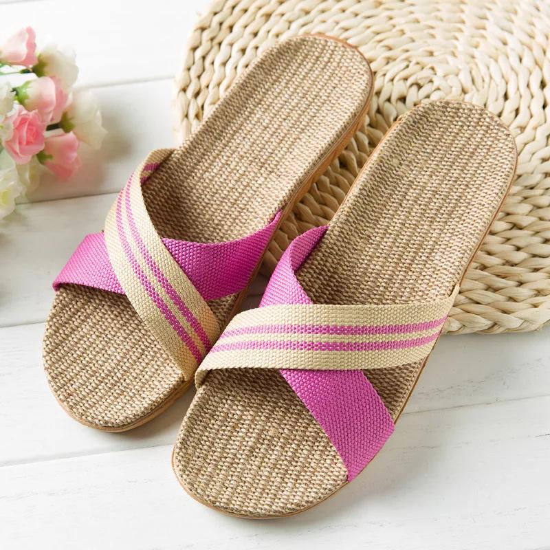 Summer Linen Women'S Slippers Flat Sandals Home Color EVA Lightweight Shoes For Women Casual Slippers 2025