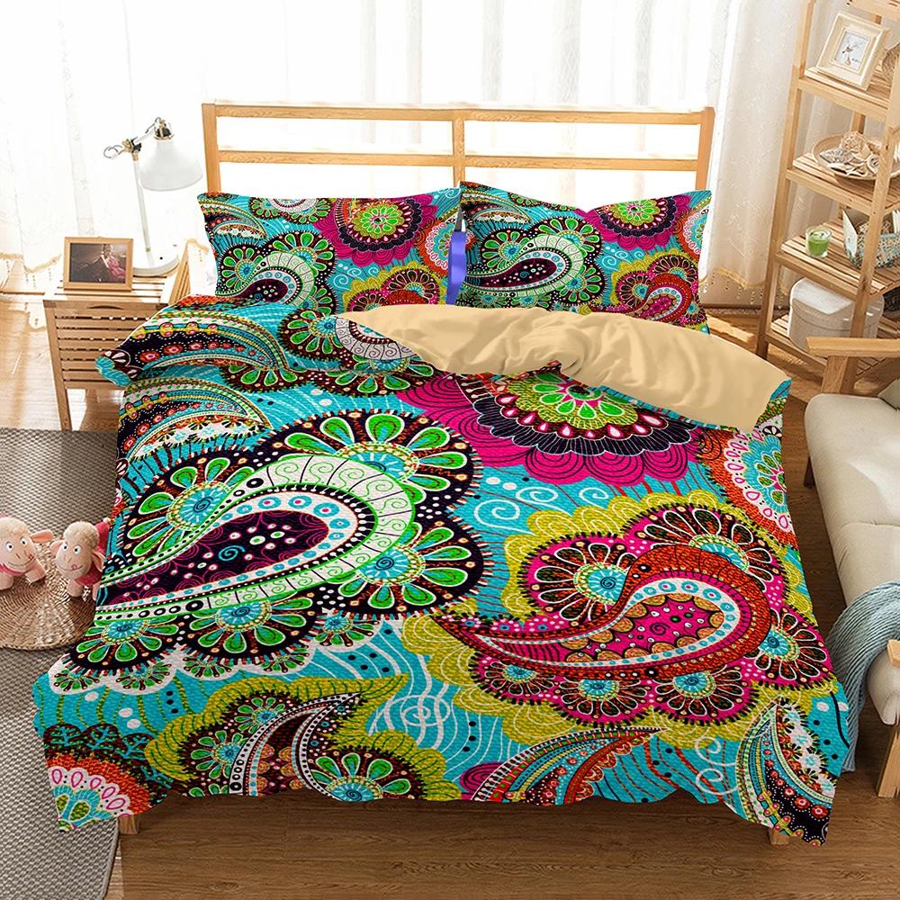 Quilt Cover Set Mandala 100% High Quality Home Textile Bedding Set Queen Size Double Bed Linens Chinese Duvet Cover Set Luxury