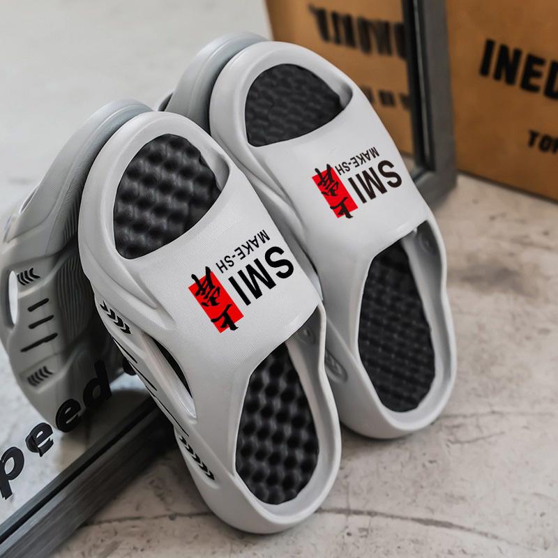 

TUINANLE Летние модные мужские тапочки Удобная нескользящая пляжная обувь Повседневные тапочки большого размера 42-43 серый