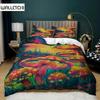 Mushroom Duvet Cover Set Queen Size Microfiber Mushrooms Ornate Doodles with Swirls Eyes Psychedelic Botany Bdding Set For Teens