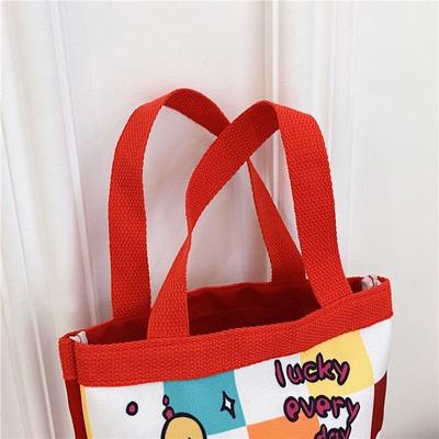 Cartoon Cute Animal Canvas Large-Capacity Handbag Women Bucket Totes Shopper Lunch Bags