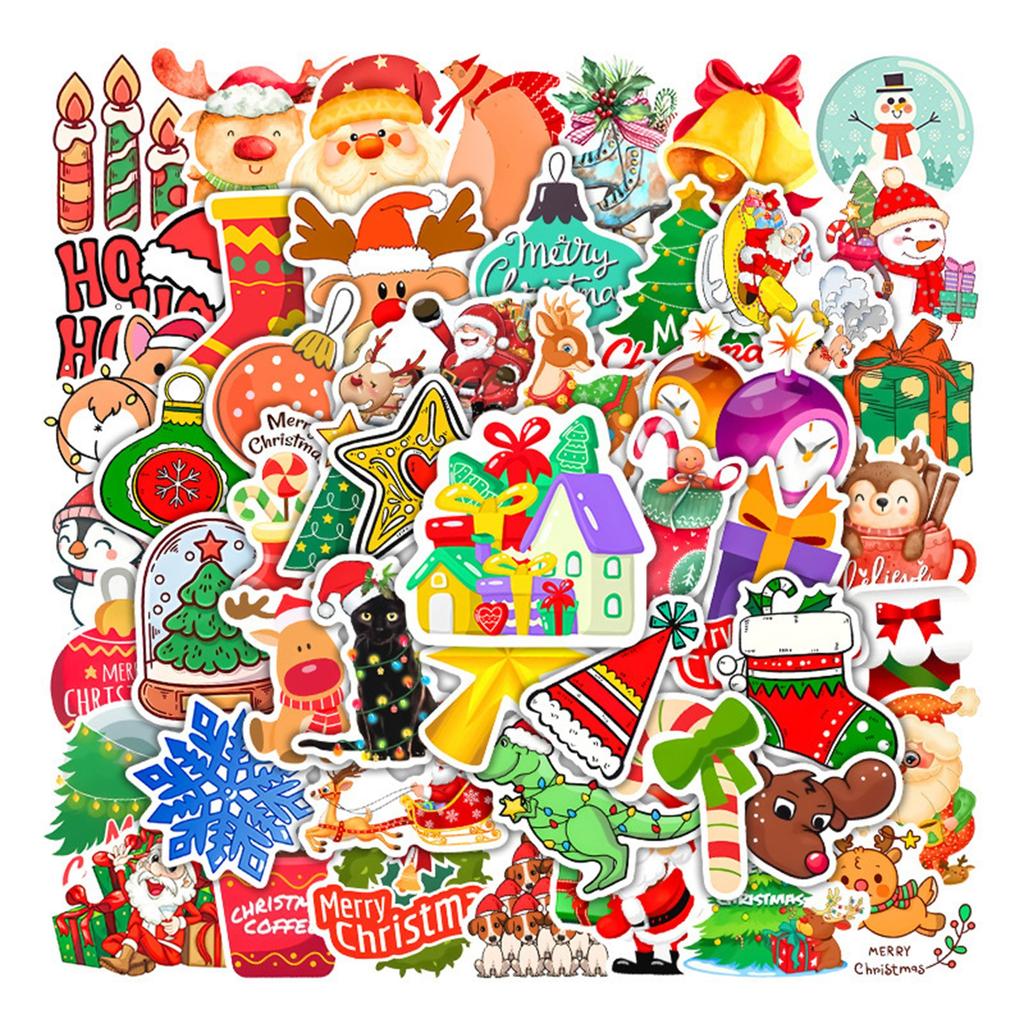50 Christmas Water Cup Pvc Stickers Stickers Water Cup Luggage Notebook Scooter Motorcycle