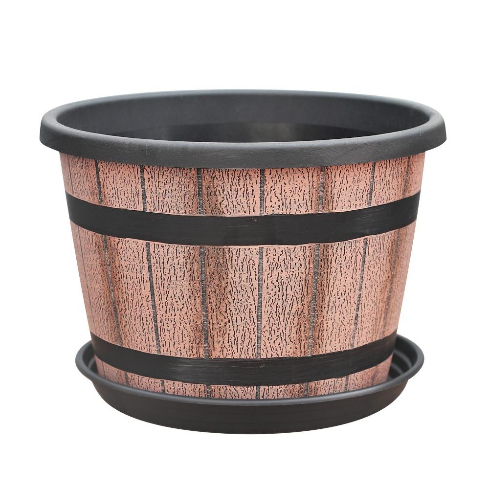 Thickened Plastic Barrel Flowerpot Round Garden Flower Pot Flower Bucket  Yard Decoration