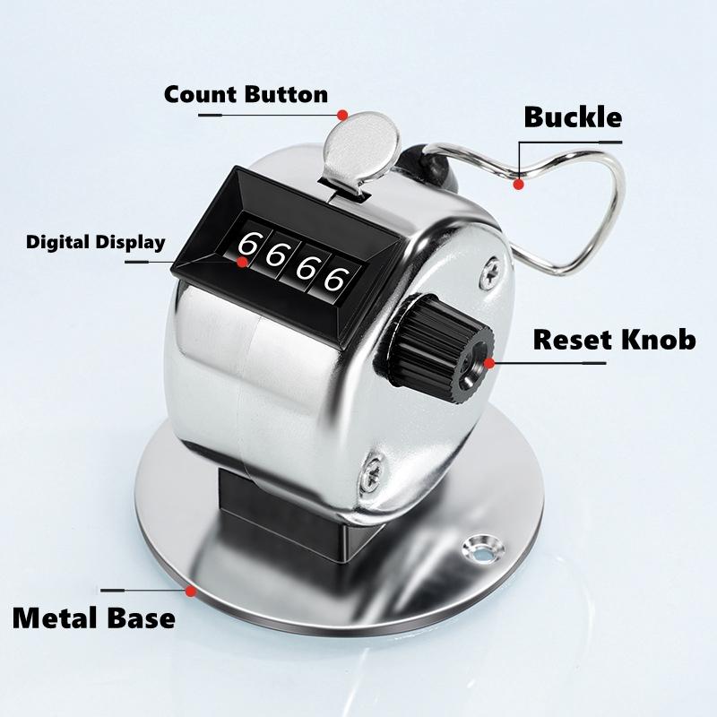 Handheld Tally Counter Tool 4 Digit Number Count Clicker Counter Hand Mechanical Pitch Counters for Coaching,Knitting,Fishing,