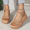 Sandals Women's Muffin Wedge Heel Platform Sandals Suede Women's High Heel Sandals