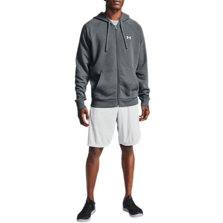 Under Armour Casual Sport Logo Hooded Long Sleeve Jacket Men Tops Gray 1357106-012