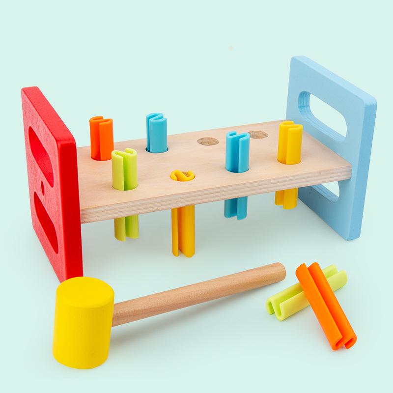 

Montessori Wooden Rainbow Knocking Bench: Baby & Toddler Stacking Toy for Hands-on Learning