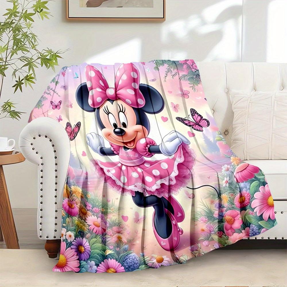 

1pc Flannel Minnie Mouse Pink Polka Dot Bedding Throw Blanket Sofa Cover Gift Home Decor Lightweight Soft Warm Throw Blanket Suitable 75x90cm